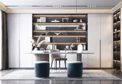 现代书房3D模型下载